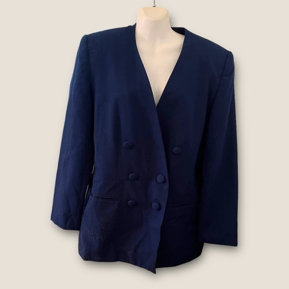 Morgan Miller Jackets & Blazers - Vintage 80s-90s Morgan Miller Double Breasted Blazer Navy Blue 14